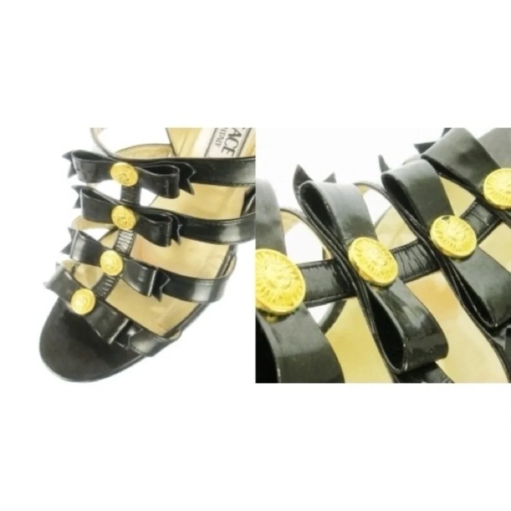 Versace vintage black leather heels 6.5 womens